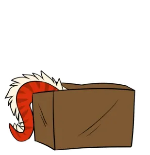 📦 กล่อง, หาง, สัตว์, การ์ตูน, สีแดง, สีขาว telegram sticker