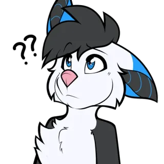 😯 ?? punto interrogativo, furry, animale, cartone animato, curioso, espressione telegram sticker