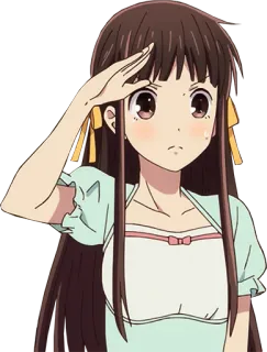 👌 Tohru Honda Fruits Basket Аниме, Девушка, Приветствие, Тору Хонда, Fruits Basket telegram sticker