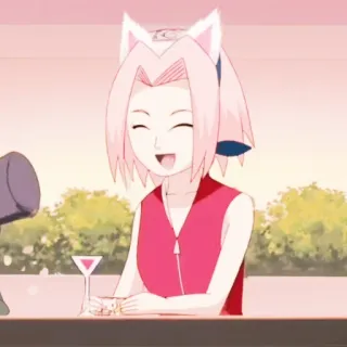 🌸 Sakura Haruno Naruto Sakura, Haruno, Naruto, Anime, Katzenohren, Cocktail telegram sticker
