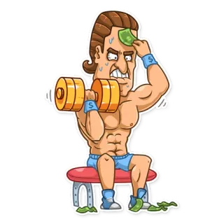🏋 Musculação, Halterofilismo, Fitness, Dinheiro, Suor, Desenho animado telegram sticker