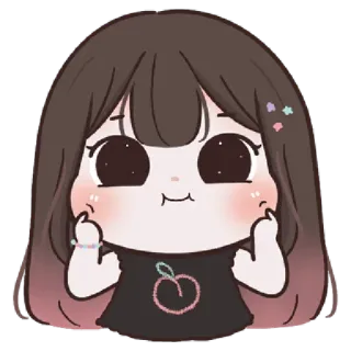 🌈 Chibi, Kawaii, Kreskówka, Dziewczyna, Słodki, Brzoskwinia, Naklejka telegram sticker
