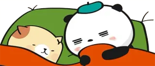 😴 tidur, kartun, panda, kucing, tempat tidur, imut, hewan whatsapp sticker