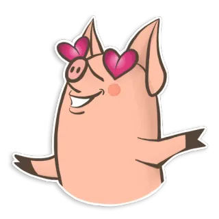 😍 pig, cartoon, love, heart, animal, cute, funny telegram sticker