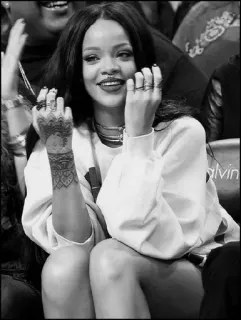 🗝 Rihanna celebridade, cantora, mulher, retrato, preto e branco telegram sticker