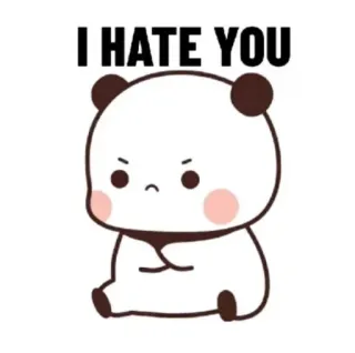 😠 I HATE YOU Panda, Ódio, Fofo, Desenho animado telegram sticker