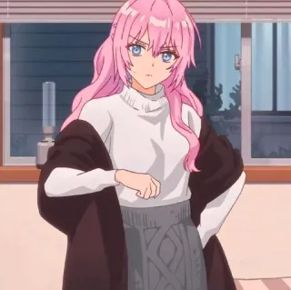 😥 anime, pink hair, girl, character, animation telegram sticker
