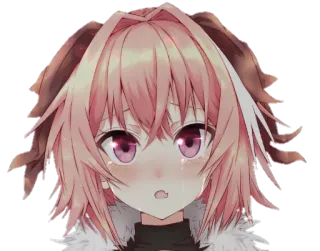 😢 anime, llorando, pelo rosa, lágrimas telegram sticker