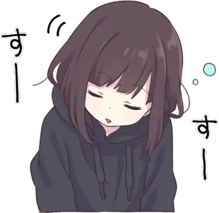 😪 すー animé, fille, endormie, kawaii, mignon whatsapp sticker