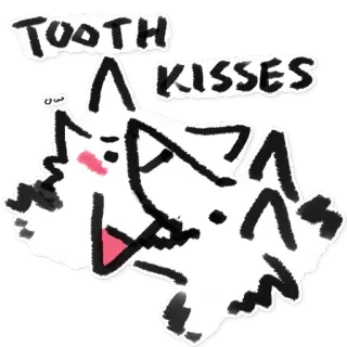 ❤ TOOTH KISSES животное, мультфильм, собака, белый, любовь, милый, поцелуй telegram sticker