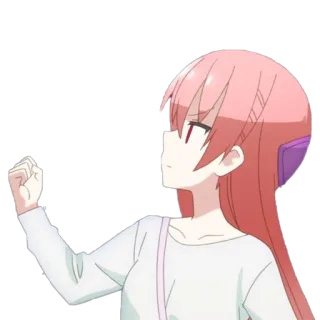 ✊ anime, cô gái, tóc hồng, nắm đấm, hoạt hình telegram sticker