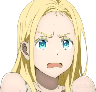 😨 Аниме, Девушка, Блондинка, Выражение, Пот telegram sticker