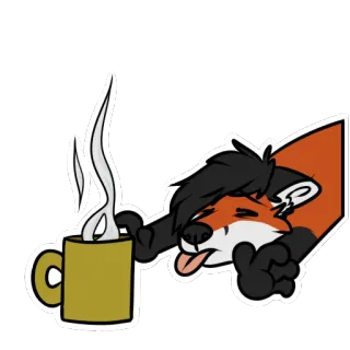 ☕️ fox, coffee, tired, morning, animal, exhausted, cartoon telegram sticker