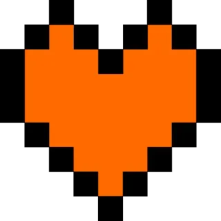 ❤ 픽셀 하트, 주황색 하트, 픽셀 아트, 8비트, 게임, 사랑, 하트 telegram sticker