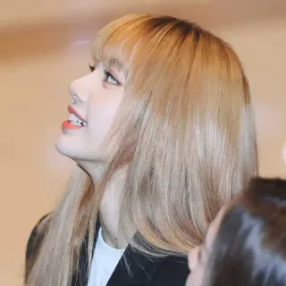 🐬 Lisa personne, femme, cheveux blonds, sourire, kpop, blackpink telegram sticker