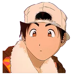❓ anime, boy, cap, innocent, serious telegram sticker