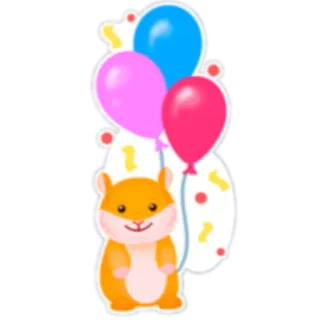 🥳 hamster, ballonnen, feest, schattig, dier, cartoon telegram sticker