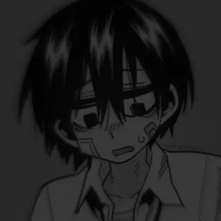 🖤 Anime, Traurig, Müde, Verbände, Dunkel, Schwarzweiss whatsapp sticker