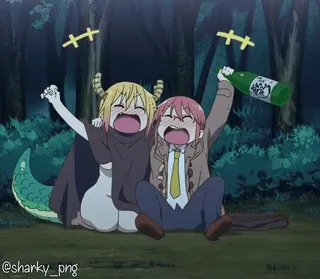 🥴 Tohru and Kobayashi Miss Kobayashi's Dragon Maid telegram sticker