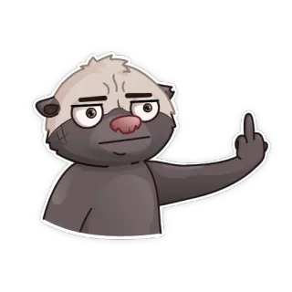 🖕 dibujo animado, animal, tejón mielero, dedo medio, ofensivo telegram sticker