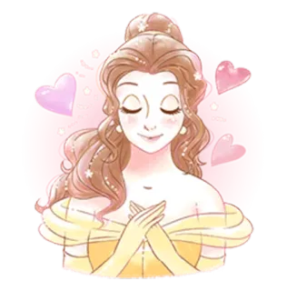 ❤ Belle Beauty and the Beast Belle, Disney, Prinzessin, Die Schöne und das Biest, Süß, Herzen, Liebe whatsapp sticker