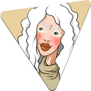 🙁 wanita, kartun, rambut putih, potret, ilustrasi telegram sticker