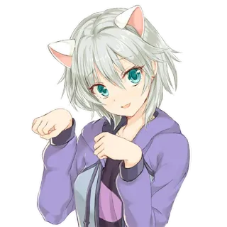 😃 anime, cat ears, neko, kawaii, cute, cartoon, sticker telegram sticker