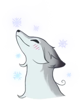 ❄️ lobo, animal, inverno, neve, fofo, desenho animado whatsapp sticker