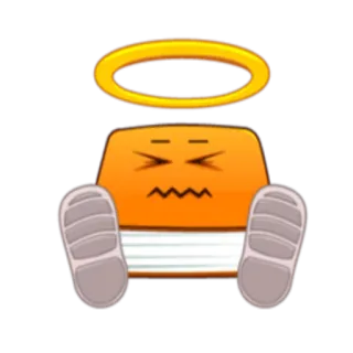 😇 стикер, эмодзи, ореол, оранжевый, книга, персонаж whatsapp sticker