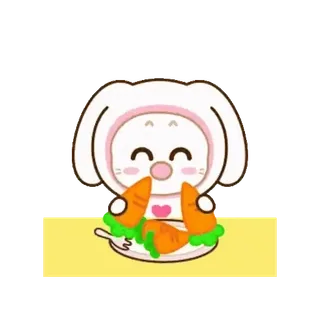 🐰 coniglio, carino, kawaii, carote, animale telegram sticker