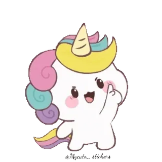 🌈 unicórnio, dedo do meio, fofo, desenho animado, kawaii, adesivo telegram sticker