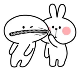 🤐 cartoon, bunny, zipper, silence, shush, cute, characters telegram sticker