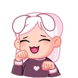 🐰 cartoon, sticker, happy, girl, bunny ears, cute telegram sticker