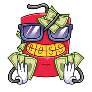 💸 BOSS uang, kartun, bos, tunai, kacamata, kekayaan telegram sticker