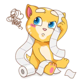 🤔 chat, papier toilette, dessin animé, confus, autocollant, mignon telegram sticker