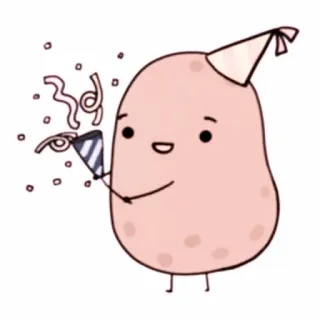 💭 aardappel, feest, viering, schattig, cartoon, eten, plezier, sticker whatsapp sticker