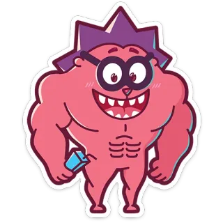 💪 cartoon, muscle, fitness, humor, animal, strength telegram sticker