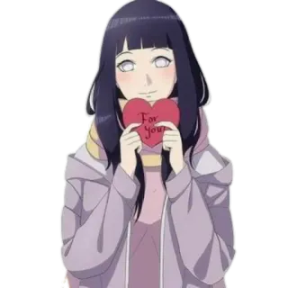 💜 Hinata Hyuga Naruto For You 애니메이션, 히나타, 하트, 사랑, 귀여운, 나루토 telegram sticker
