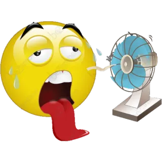 🥵 Emoji, Caliente, Sudando, Ventilador, Amarillo telegram sticker