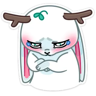 😔 triste, fofo, coelho, animal, lágrimas, kawaii, adesivo telegram sticker