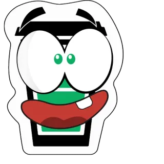 😖 Мультфильм, Напиток, Кружка, Персонаж, Смешной, Глаза, Рот telegram sticker