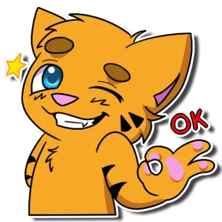 😁 OK gato, desenho animado, ok, acordo, positivo telegram sticker