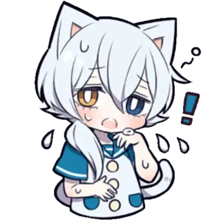 😰 anime, cat, sad, sweat, expression, cute telegram sticker
