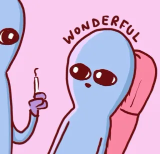 😌 WONDERFUL 宇宙人, かわいい, 漫画, 素晴らしい, 面白い telegram sticker