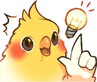 😲 オカメインコ, 鳥, 電球, アイデア, 考え, 可愛い, 漫画, 動物 telegram sticker