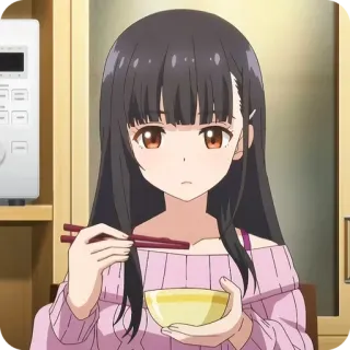 ⭐️ アニメ, 女の子, 食事, 箸, 食べ物 telegram sticker
