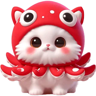 Кот-кальмар @Nyasticks telegram stickers