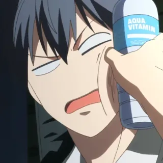 😲 AQUA VITAMIN anime, bottle, face, aqua, vitamin telegram sticker