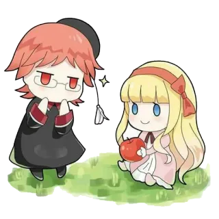 😋 animé, mignon, chibi, personnages, pomme, kawaii whatsapp sticker