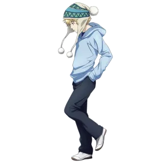 🚶 Anime, Charakter, Winter, Mütze, Kapuzenpulli, Cartoon whatsapp sticker